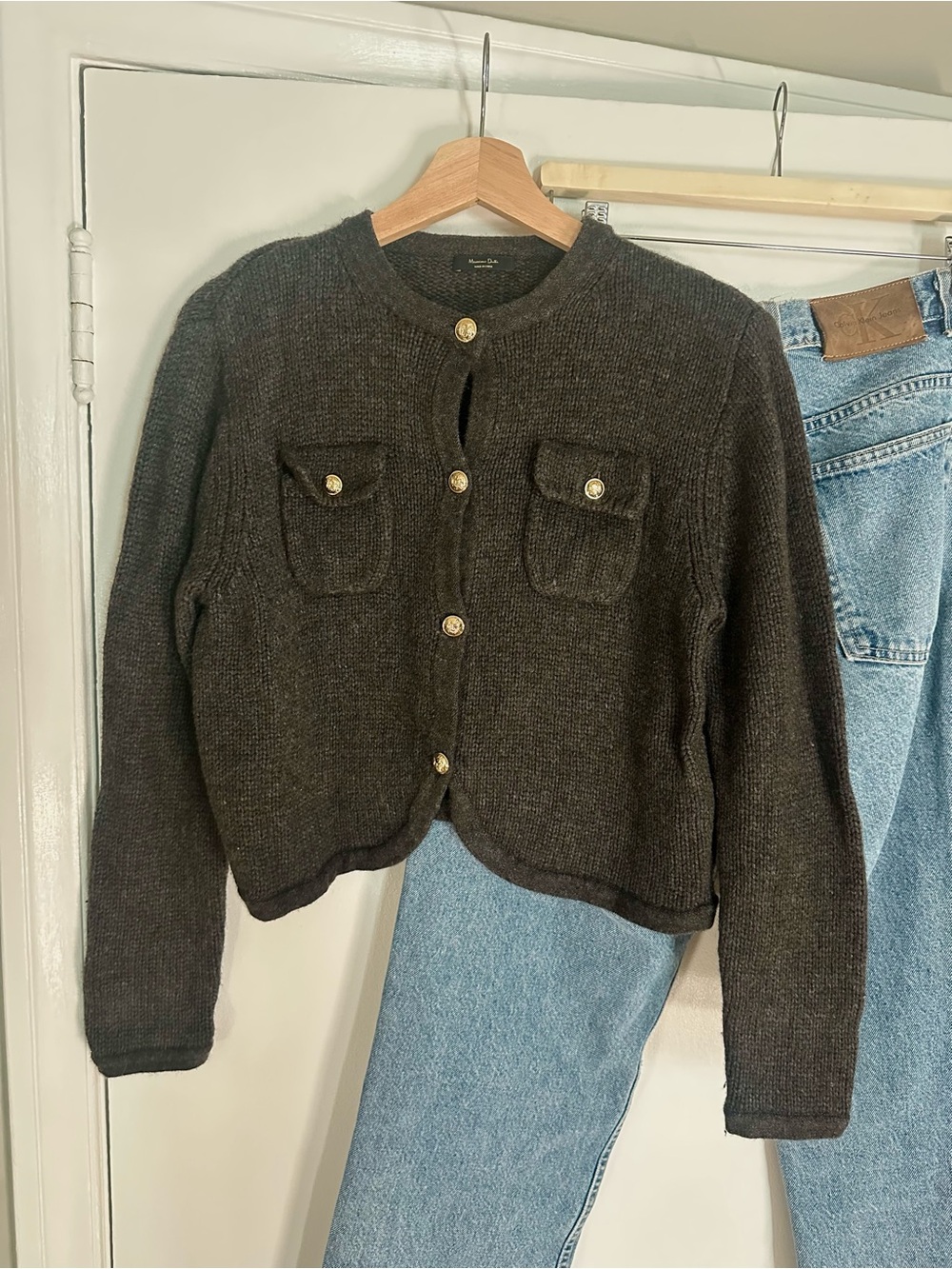 Massimo Dutti wool/ yak Classic Button-Front Knit cardigan - grey